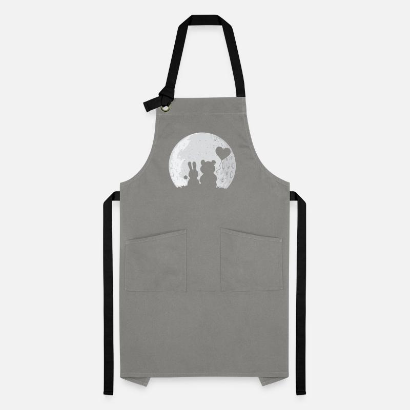 Rabbit and Bear Lovers Hasi Bärli Pair Full Moon Artisan Apron