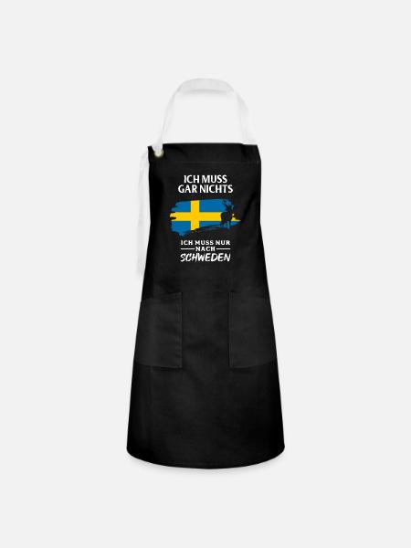 Schweden - Kontrastschürze - Schwarz/Weiß