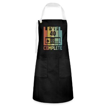 Level 40 complete Birthday Shirt Gift - Artisan Apron - black/white - Front - Zoe (177cm)