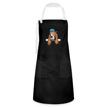 Basset Hound - Kontrastschürze - Schwarz/Weiß - Vorne - Zoe (177cm)