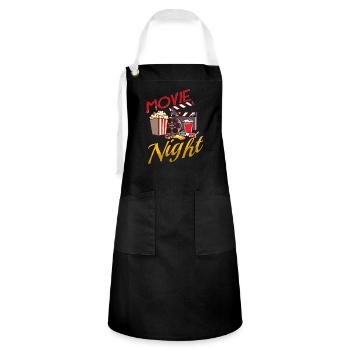 Movie Watching Cinema Popcorn Binge Watching - Artisan Apron - black/white - Front - Zoe (177cm)