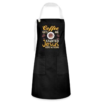 Coffee Christianity Jesus God Christian Faith Gift - Kontrastschürze - Schwarz/Weiß - Vorne - Zoe (177cm)
