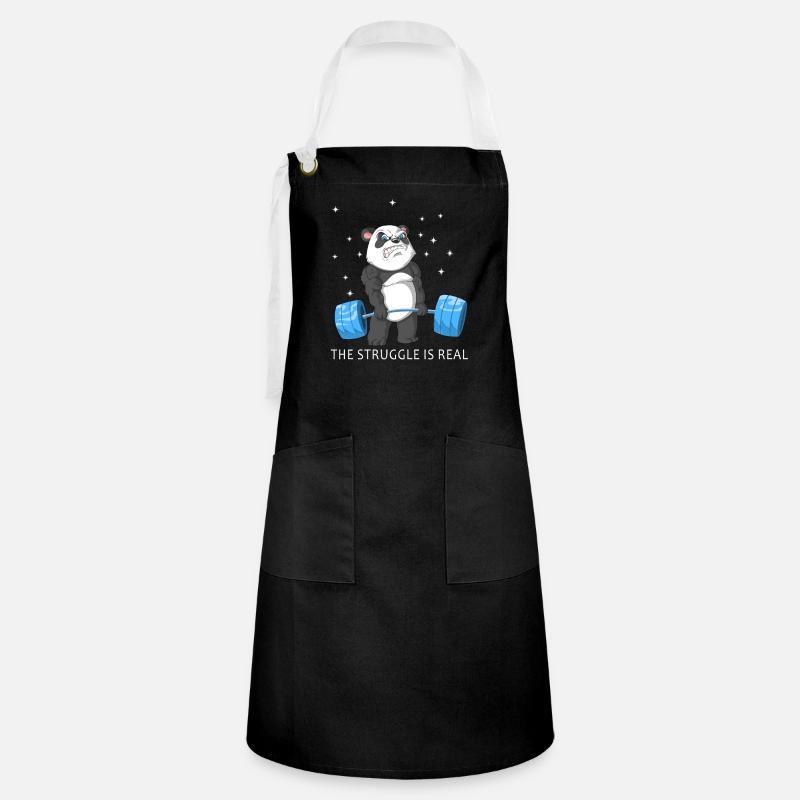 the struggle is real panda - Artisan Apron - black/white