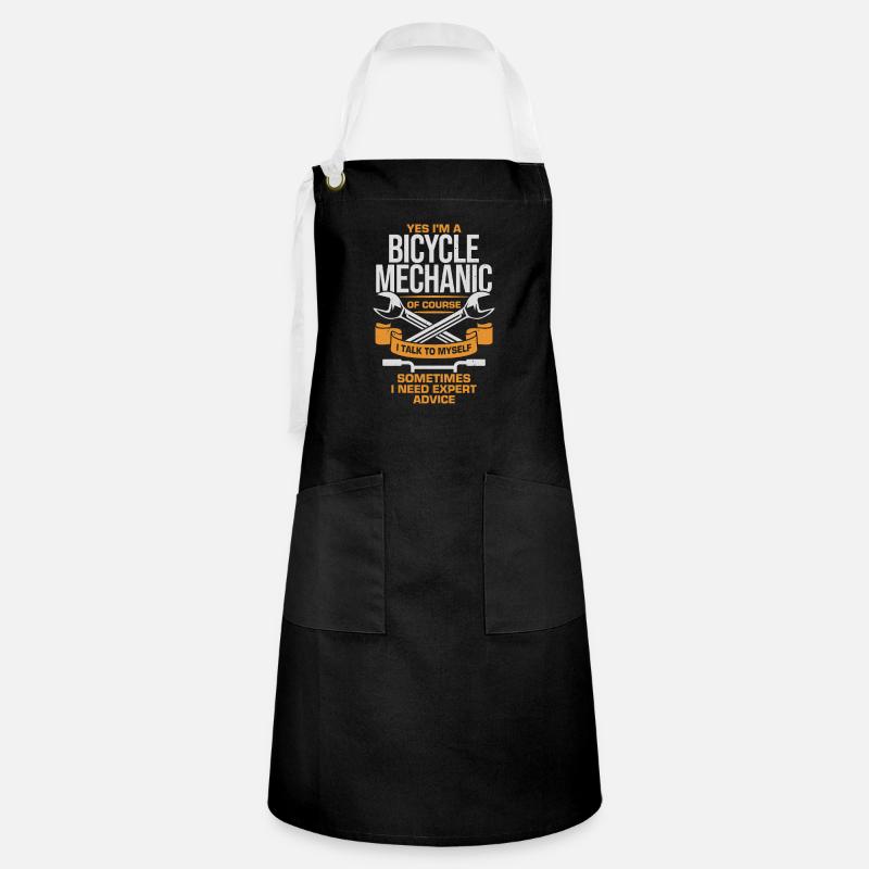 Bicycle mechanic Two-wheeler mechanic gift - Artisan Apron - black/white