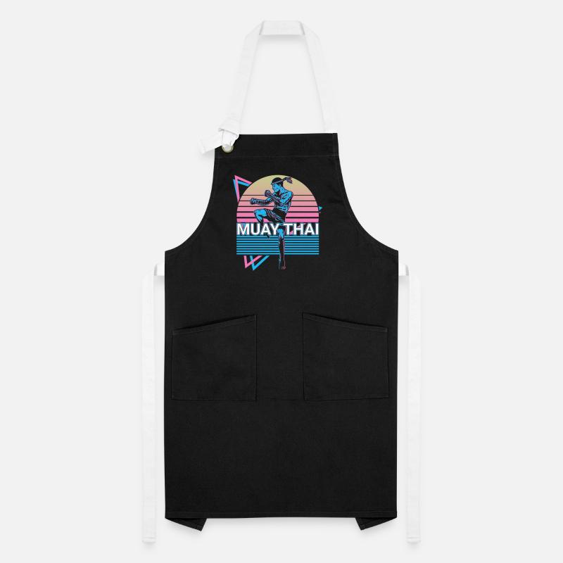Muay Thai Retro Geschenk Kontrastschürze