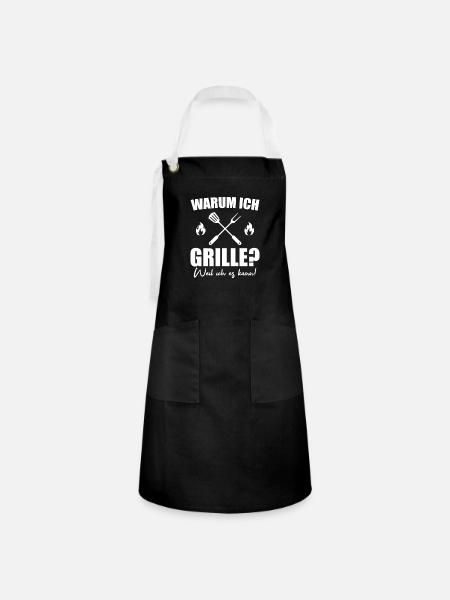 Grill Zubehör Grillbesteck Grillen Geschenkidee - Kontrastschürze - Schwarz/Weiß