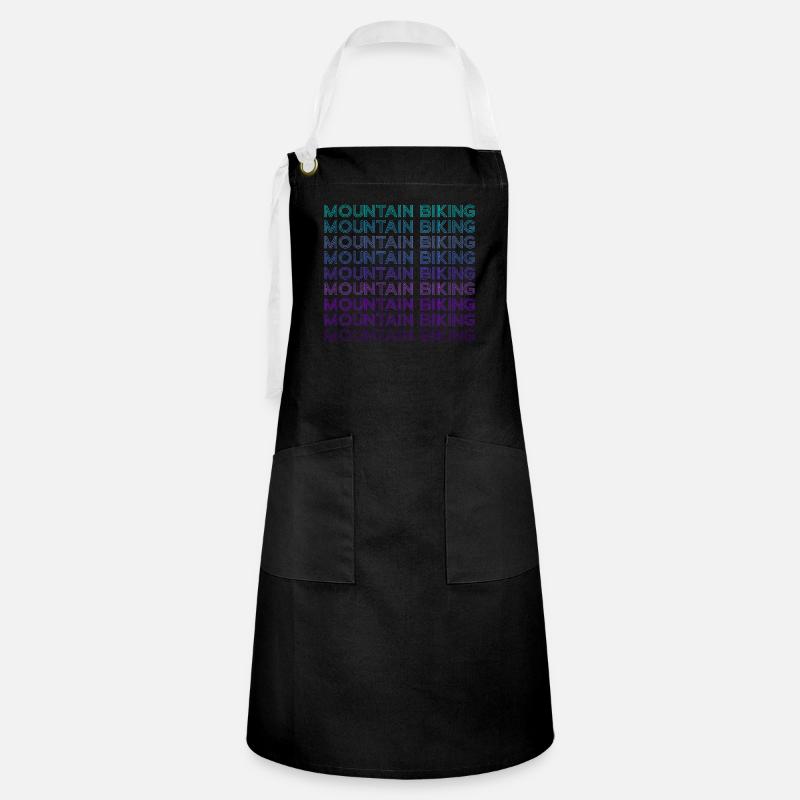 Mountain Biking MTB Biker Retro - Artisan Apron - black/white