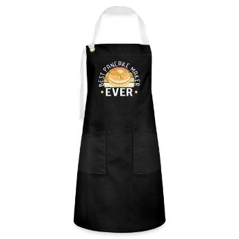 Pancake Maker Pancake Lover Funny Waffle - Kontrastschürze - Schwarz/Weiß - Vorne - Zoe (177cm)