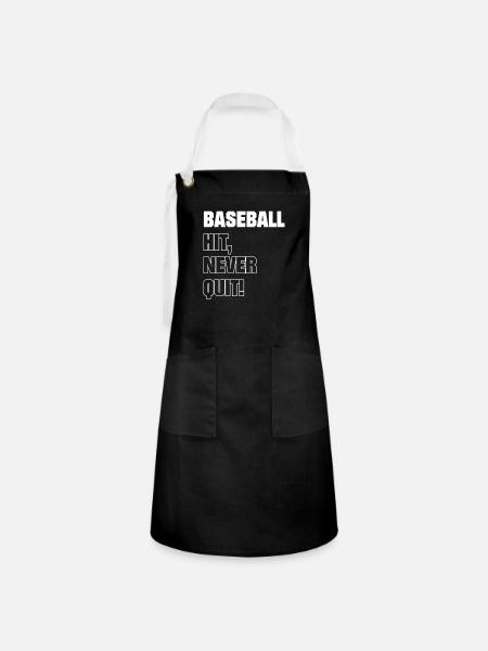 Baseball Hit Never Quit! - Kontrastschürze - Schwarz/Weiß
