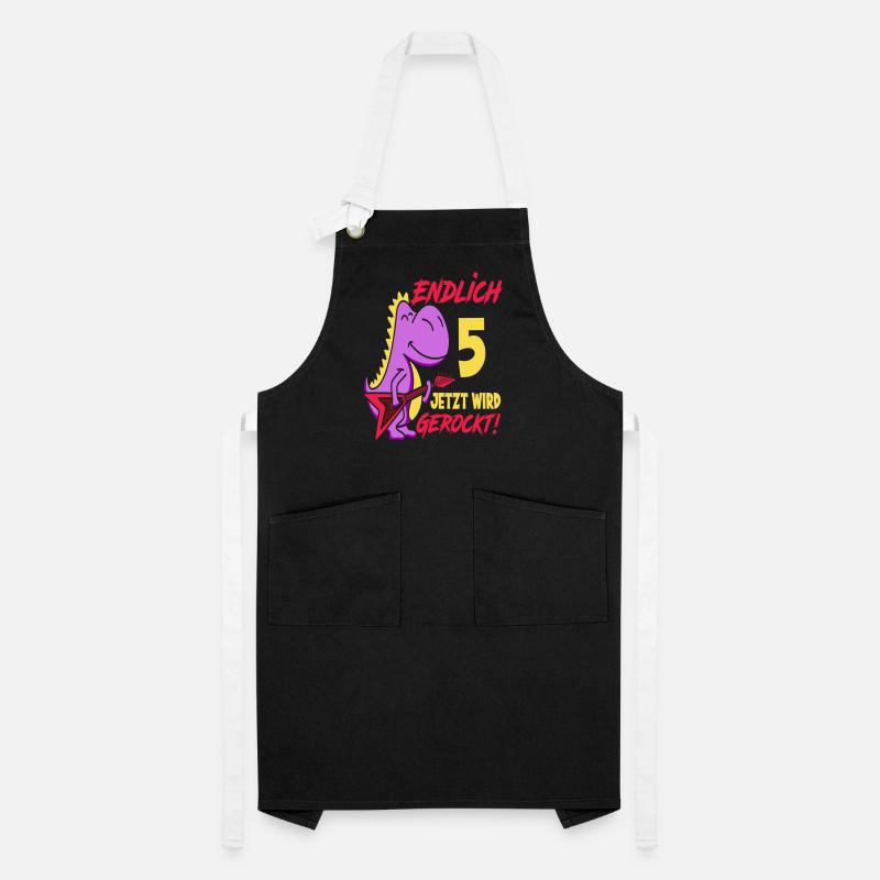 Dinosaurier 9. Geburtstag Gitarre Mädchen Geschenk Kontrastschürze