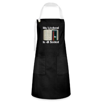 Book Reader Reading Literature Bookworm Gift Idea - Artisan Apron - black/white - Front - Zoe (177cm)