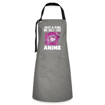 Funny Anime Gift - Artisan Apron - grey/black - Front - Zoe (177cm)