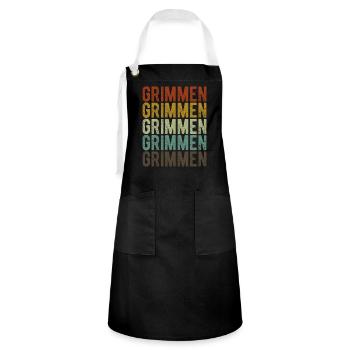 Grimmen Stadt Retro Vintage - Kontrastschürze - Schwarz/Weiß - Vorne - Zoe (177cm)