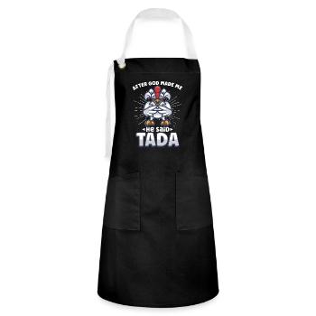 Poulet Fermier Cadeau Drôle Poulets Ferme de Campagne - Tablier contrasté - noir/blanc - Devant - Zoe (177cm)