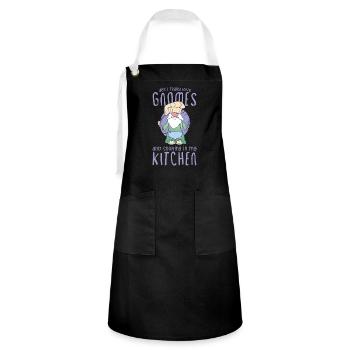 Cooking Cook Chef Gnomes Gnome Lover Funny Gnome - Kontrastschürze - Schwarz/Weiß - Vorne - Zoe (177cm)
