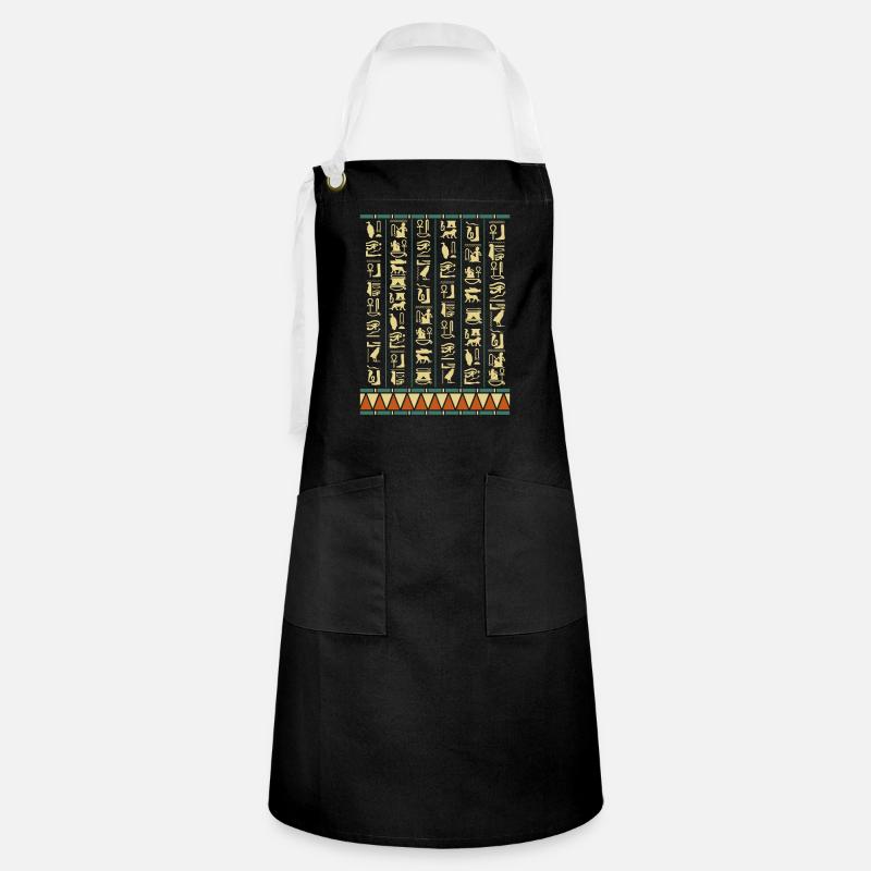 Hieroglyphs Pyramids Ancient Egypt - Artisan Apron - black/white