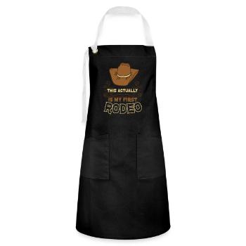 Rodeo Bull Riding Livestock Show Farmer Cattle - Artisan Apron - black/white - Front - Zoe (177cm)