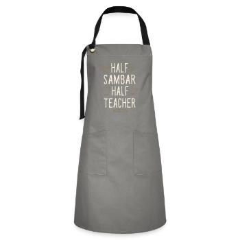 Moitié Sambar Moitié Professeur Drôle Professeur Humour - Tablier contrasté - gris/noir - Devant - Zoe (177cm)