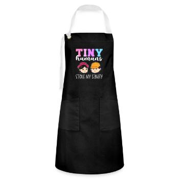 Tiny Humans Stole My Sanity. Childminder - Artisan Apron - black/white - Front - Zoe (177cm)