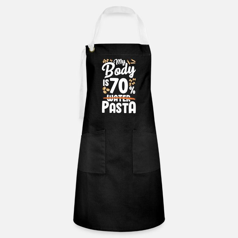 Mon corps est composé à 70% de pâtes - Tablier contrasté - noir/blanc