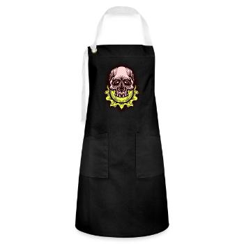 Halloween Kostüm Kürbis Monster Spooky Skull - Kontrastschürze - Schwarz/Weiß - Vorne - Zoe (177cm)