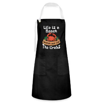 Crabe Tshirt Crabe Crevettes Scorpion Homard - Tablier contrasté - noir/blanc - Devant - Zoe (177cm)