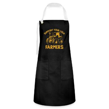 Supporting Local Farmers Farming Tractor - Artisan Apron - black/white - Front - Zoe (177cm)