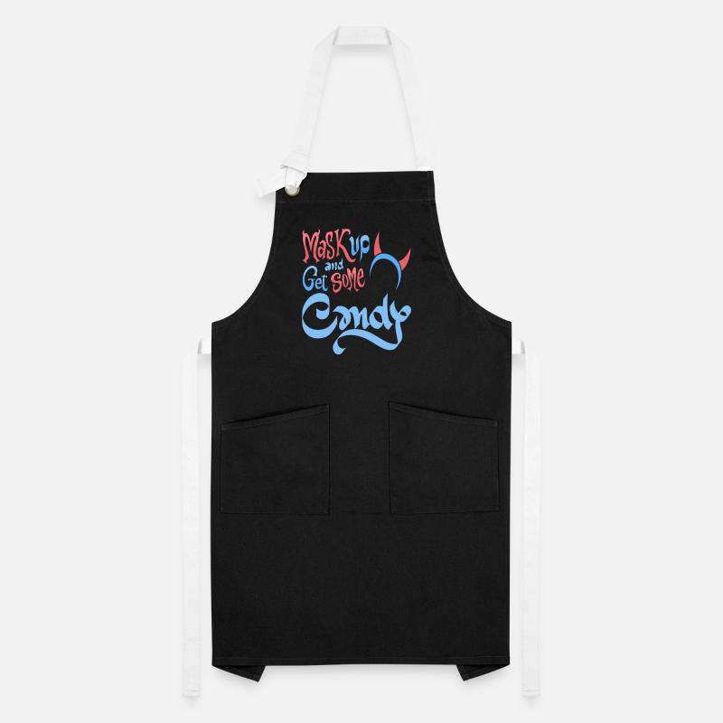 Mask Up & Get Some Candy Retro Halloween Devil Artisan Apron