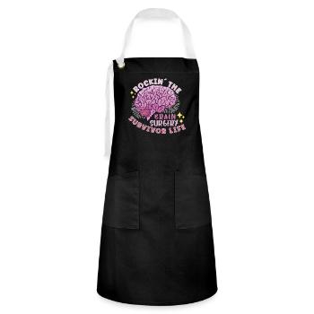 Brain Surgery Joke Brain Surgery Awareness Gift - Artisan Apron - black/white - Front - Zoe (177cm)