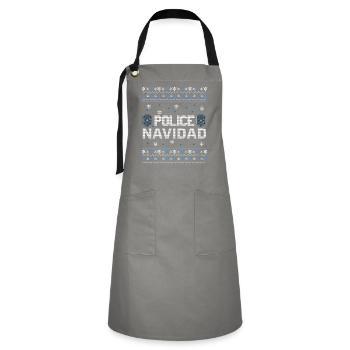 Drôle moche Décembre Police Navidad Laid Noël - Tablier contrasté - gris/noir - Devant - Zoe (177cm)