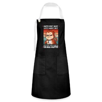 Kaffee Redet Nicht Kaffee Jammert Nicht Affe - Kontrastschürze - Schwarz/Weiß - Vorne - Zoe (177cm)