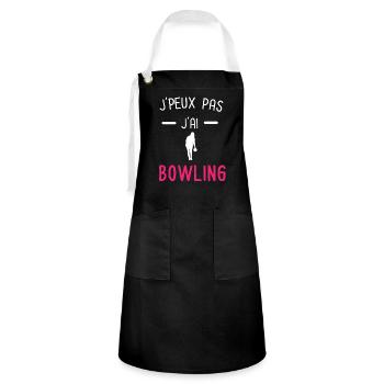 je peux pas j'ai bowling rose - Tablier contrasté - noir/blanc - Devant - Zoe (177cm)