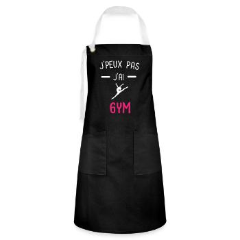 je peux pas j'ai gym rose - Tablier contrasté - noir/blanc - Devant - Zoe (177cm)