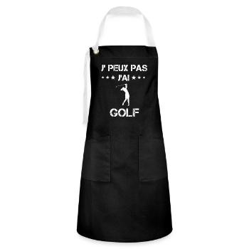 je peux pas j'ai golf cadeau femme - Tablier contrasté - noir/blanc - Devant - Zoe (177cm)