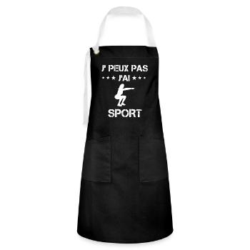 je peux pas j'ai sport cadeau femme - Tablier contrasté - noir/blanc - Devant - Zoe (177cm)