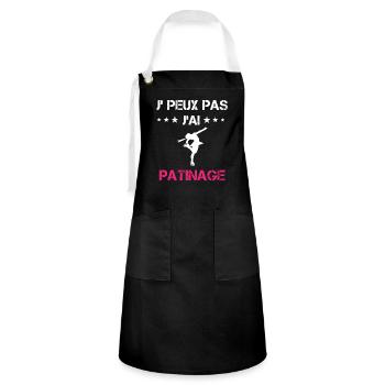 je peux pas j'ai patinage sport cadeau rose - Tablier contrasté - noir/blanc - Devant - Zoe (177cm)