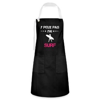 je peux pas j'ai surf board cadeau rose - Tablier contrasté - noir/blanc - Devant - Zoe (177cm)