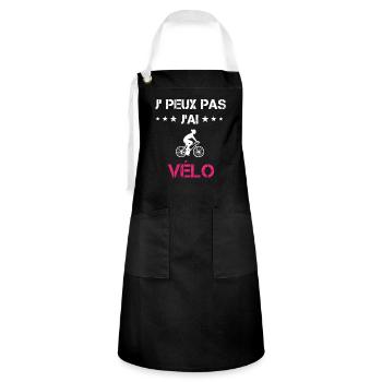 je peux pas j'ai vélo cadeau rose - Tablier contrasté - noir/blanc - Devant - Zoe (177cm)