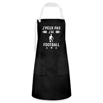 je peux pas j'ai football sport femme cadeau - Tablier contrasté - noir/blanc - Devant - Zoe (177cm)