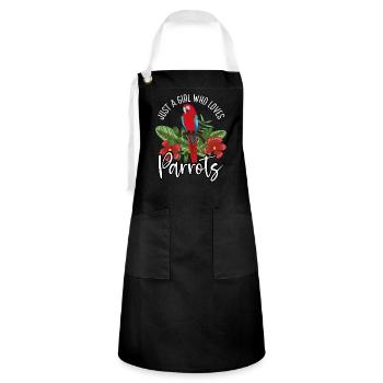 Just a girl who loves parrots - Artisan Apron - black/white - Front - Zoe (177cm)
