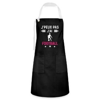 je peux pas j'ai football sport drôle femme - Tablier contrasté - noir/blanc - Devant - Zoe (177cm)