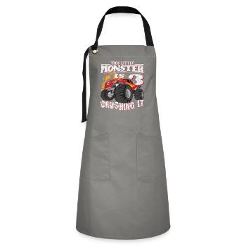 3rd birthday jokes this little monster truck - Artisan Apron - grey/black - Front - Zoe (177cm)