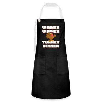 Gewinner Türkisches Abendessen, Thanksgiving Gamer - Kontrastschürze - Schwarz/Weiß - Vorne - Zoe (177cm)