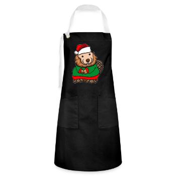 Biber Weihnachtsmann - Kontrastschürze - Schwarz/Weiß - Vorne - Zoe (177cm)