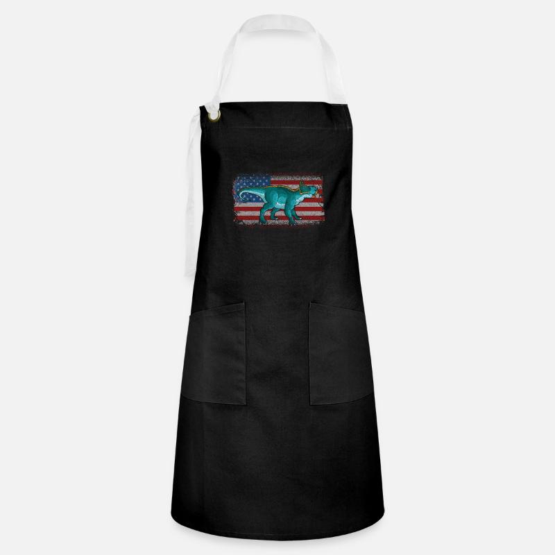 Leptoceratops Dinosaur Children Dino Gift - Artisan Apron - black/white
