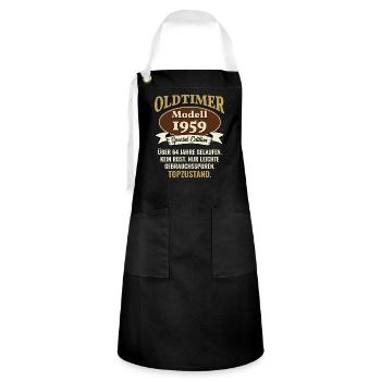 64 years classic car model 1959 64th birthday - Artisan Apron - black/white - Front - Zoe (177cm)