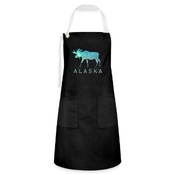 Alaska Geschenk USA Natur Bär Denali Grizzly Wald - Kontrastschürze - Schwarz/Weiß - Vorne - Zoe (177cm)