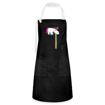 Cute unicorn vomits in the beam rainbow - Artisan Apron - black/white - Front - Zoe (177cm)