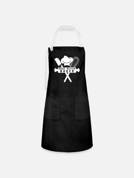 Bäcker Bäckerei Backen - Kontrastschürze - Schwarz/Weiß