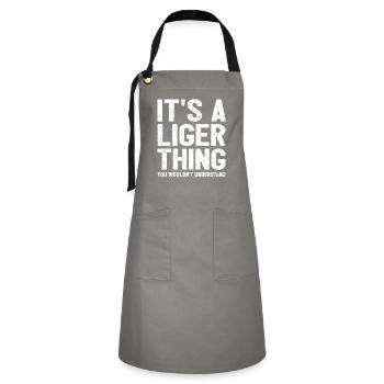 Liger Lustiges Geschenk - Kontrastschürze - Grau/Schwarz - Vorne - Zoe (177cm)